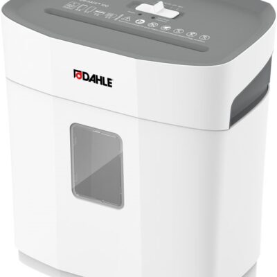 DAHLE PaperSAFE 260 light grey paper shredder with top feed slots, a front waste-level window and caster wheels.