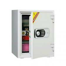 Ivory Diplomat 530 safe shown open with a digital keypad, door handle and interior storage.