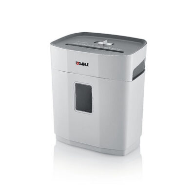DAHLE PaperSAFE 100 paper shredder in light grey with a dark top, paper feed slot and front waste-level window.